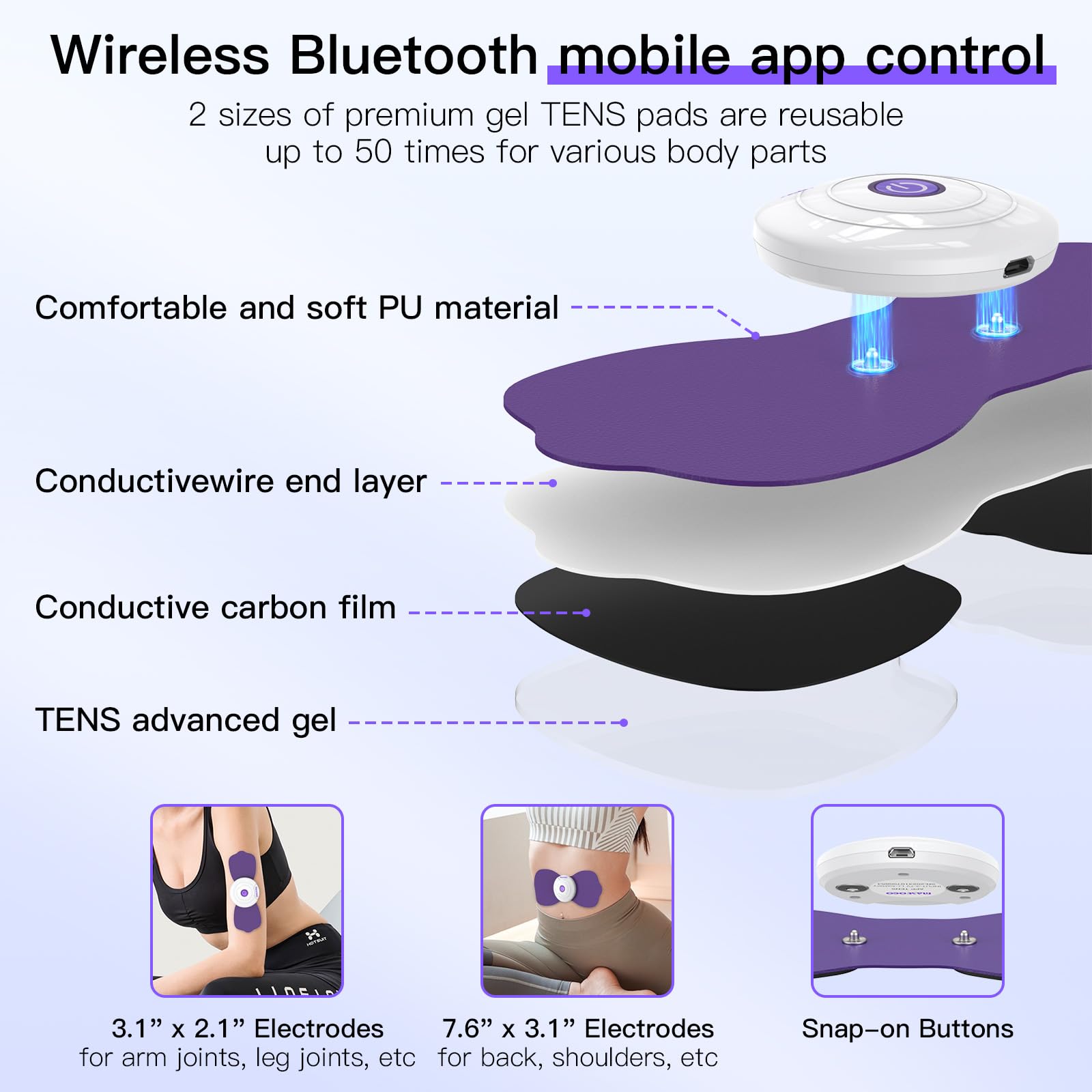MASTOGO App-Controlled Wireless TENS and EMS Unit for Back Pain Relief. — Amazon image 4
