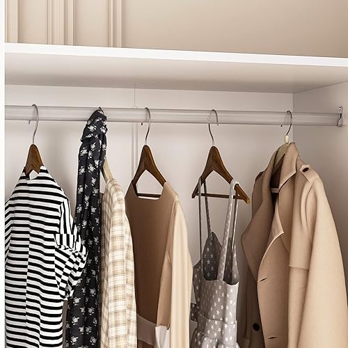 Miniatura 5 de Hitow Armario grande con 3 puertas, armario independiente con compartimento de almacenamiento y barra para colgar, organizador de ropa para