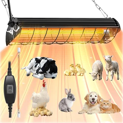 Chicken Coop Heater 400W Adjustable Heat Lamp Extended Large Brooder