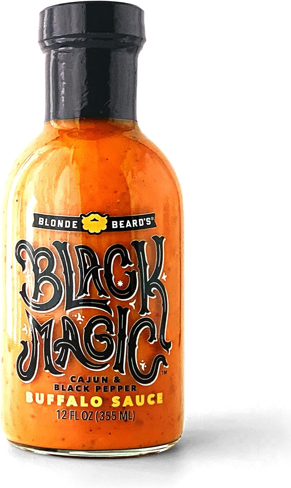 Blonde Beard'sBlack Magic Buffalo Sauce - (Medium/Hot) - Gourmet, Award Winning Sauce With Black Pepper, Cajun & Garlic - Made With Real Butter - Great On Chicken Wings - Gluten Free 12 fl oz