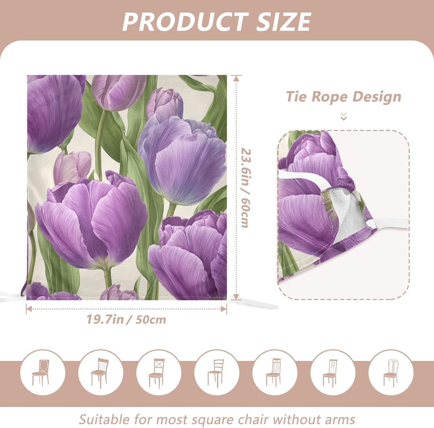 ALAZA Spring Tulip Flowers Chair Back Cover Set of 6, Washable Reusable Removable Chair Slipcovers Decorative Chair Cover for Home Kitchen Wedding Party