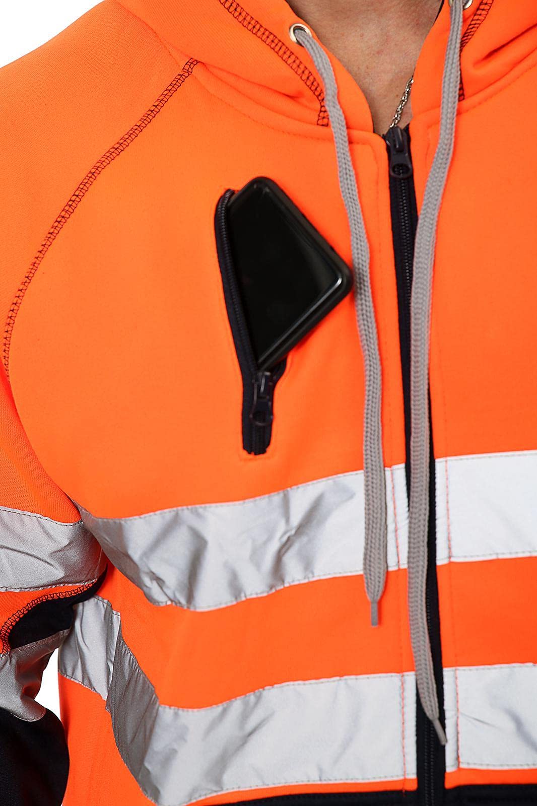 Janisramone – Sweat à capuche polaire réfléchissant haute visibilité pour homme et garçon