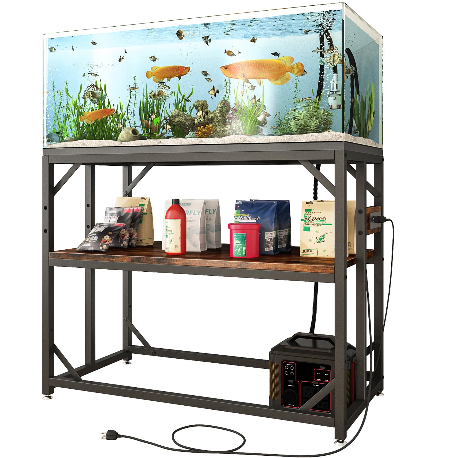 METYERRY 40 Gallon Fish Tank Stand with Power Outlet, Adjustable Shelf