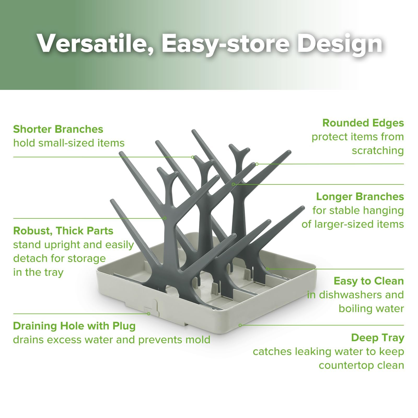 haakaa Baby Bottle Drying Rack, Space Saving Bottle Drying Tree for Bottles/Pump Parts/Pacifiers and Other Baby Essentials - Image 4