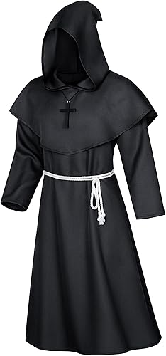 Miniatura 3 de TOKYO REVENGERS Conjunto de collar y cinturón medieval renacentista, monje, fraile, sacerdote, capa con capucha y cinturón para cosplay