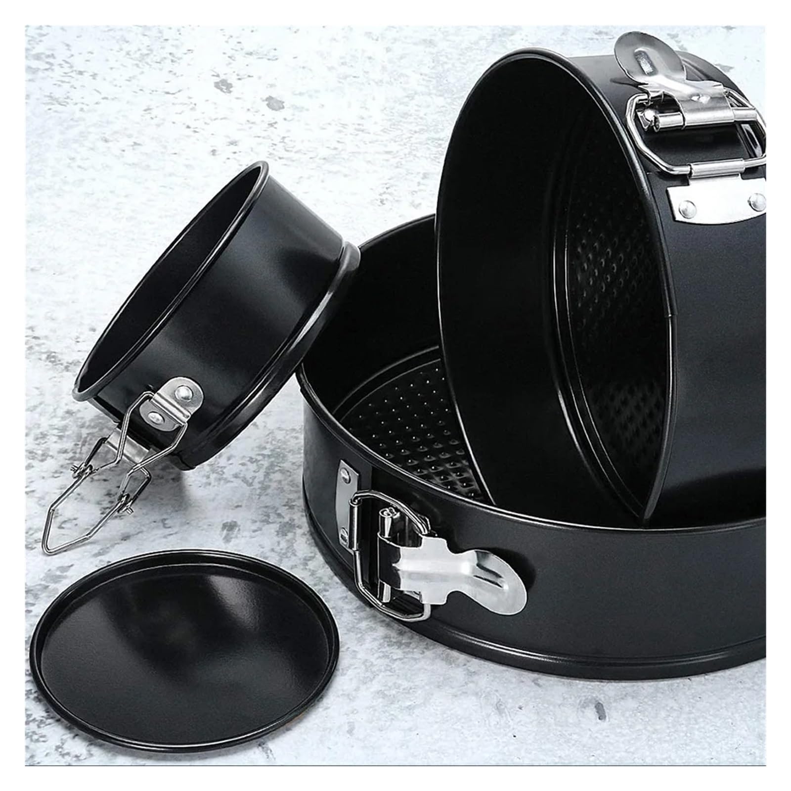 Generico Stampo da forno in acciaio al carbonio da 12-24 cm, antiaderente, tortiera rotonda, utensile da cucina for torte(B set:20/22/24cm)