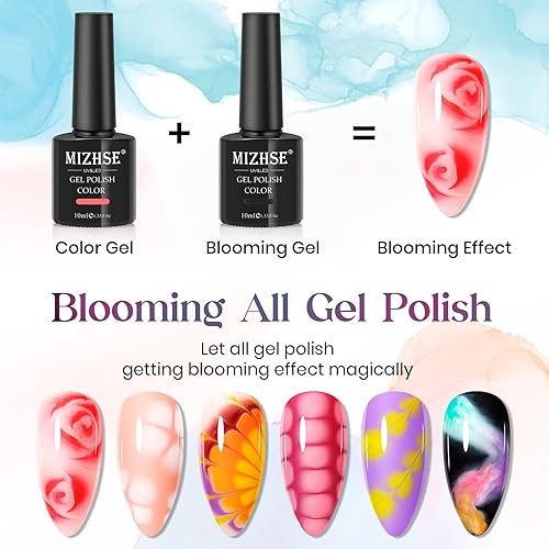Miniatura 3 de MIZHSE Esmalte de uñas en gel transparente Blooming Gel Blossom Marble Gels Esmalte de uñas Soak Off UV LED para arte de uñas, manicura, pintura,