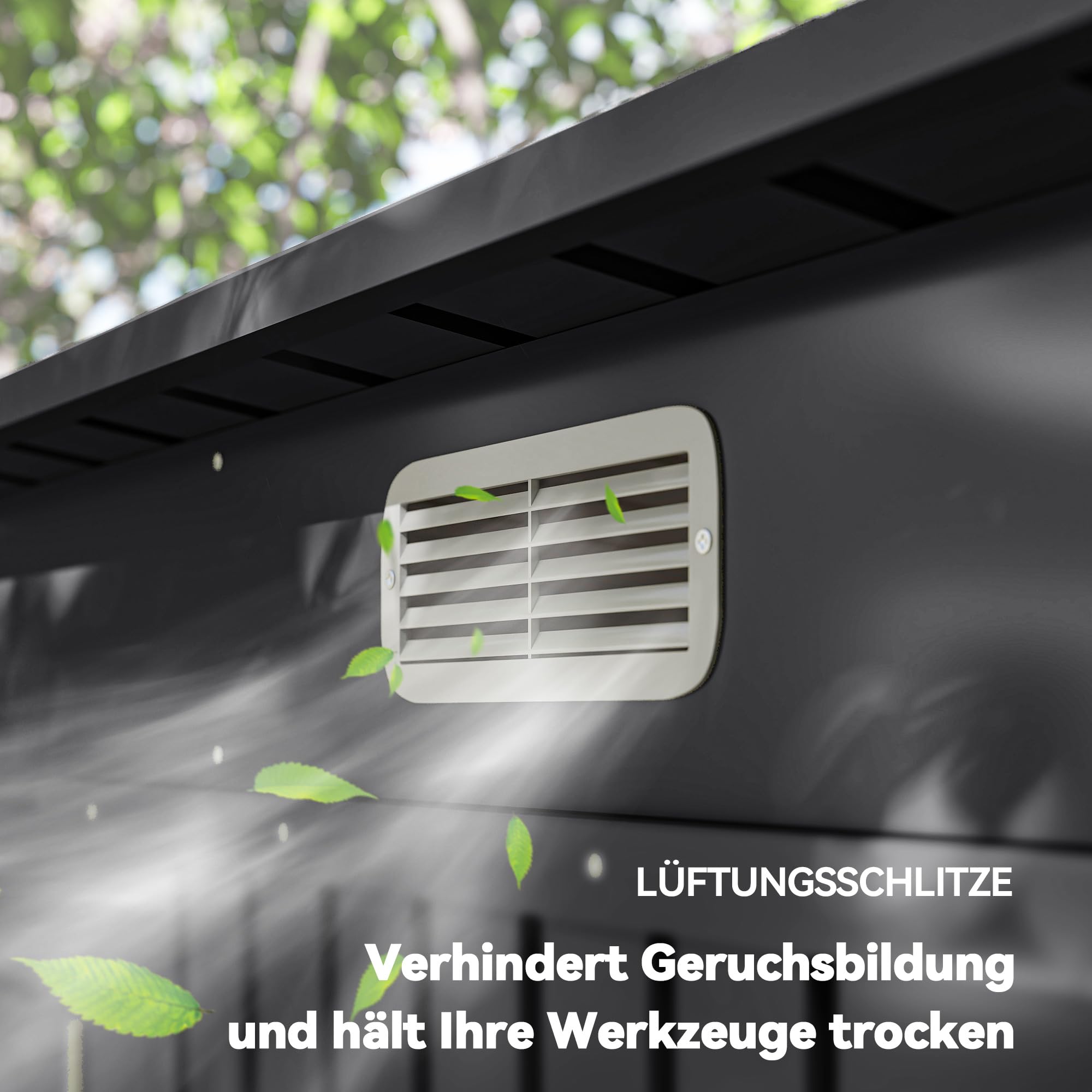 Outsunny Metall Gerätehaus 2,7 m² Pultdach Doppeltür 249x121x183cm Grau | Abschließbar, Fenster, Geräteschuppen, Gartenhaus, Outdoor Garten Schuppen Schrank, für Hinterhof Außenbereich