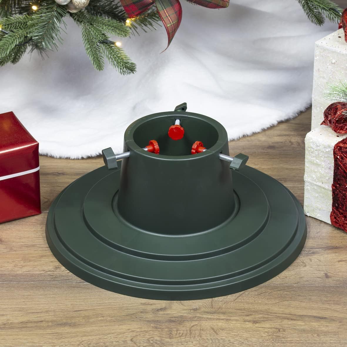 Krinner Comfort Christmas Tree Stand, Medium, Plastic, metal, Green, 36 x 36 x 10.5 cm Amazon
