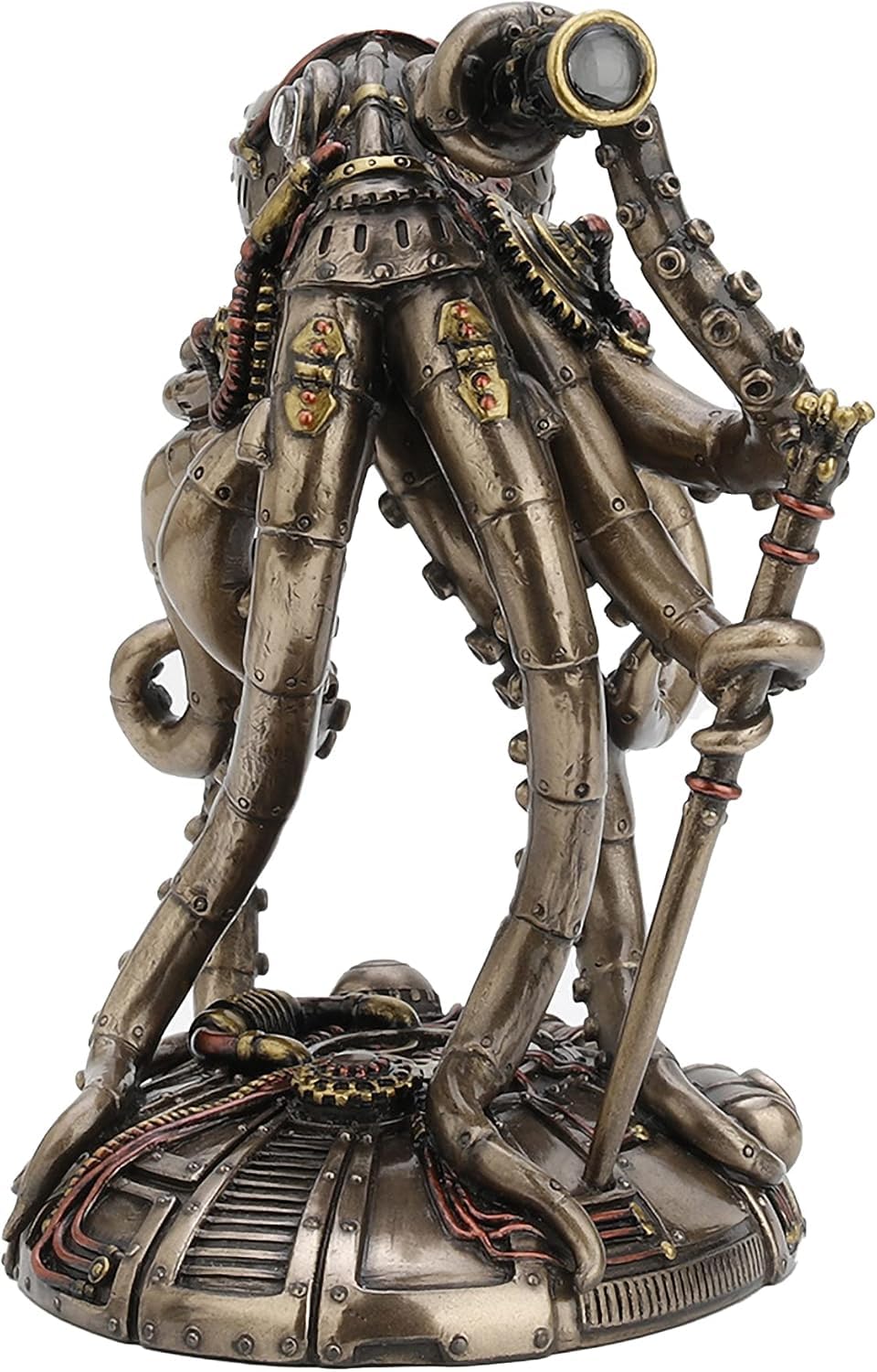 Veronese Design 16,9 cm hoch, Steampunk-Oktopus, Weltraumbeobachter, kaltgegossen, bronzefarbenes Harz, Fantasie-Sammlerstücke, Tierfigur, Weltraum-Alien Heimdekoration