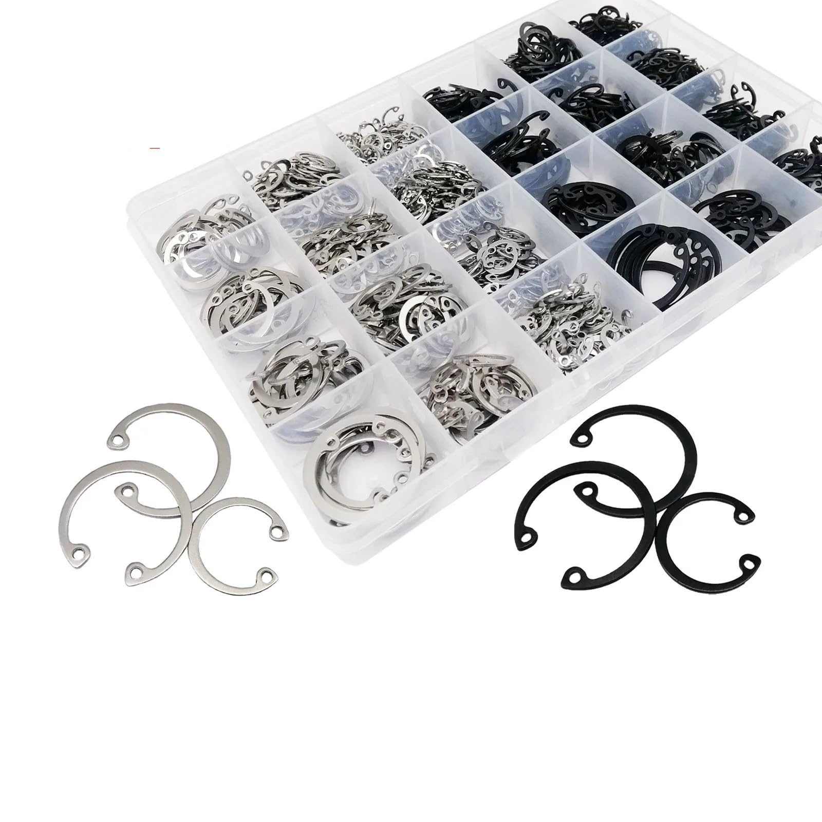Pack De 1000 Anillos De Seguridad Tipo C De Acero 304 – 8-24mm Para Eje – Clip Interior 65mn – Varios Tamaños