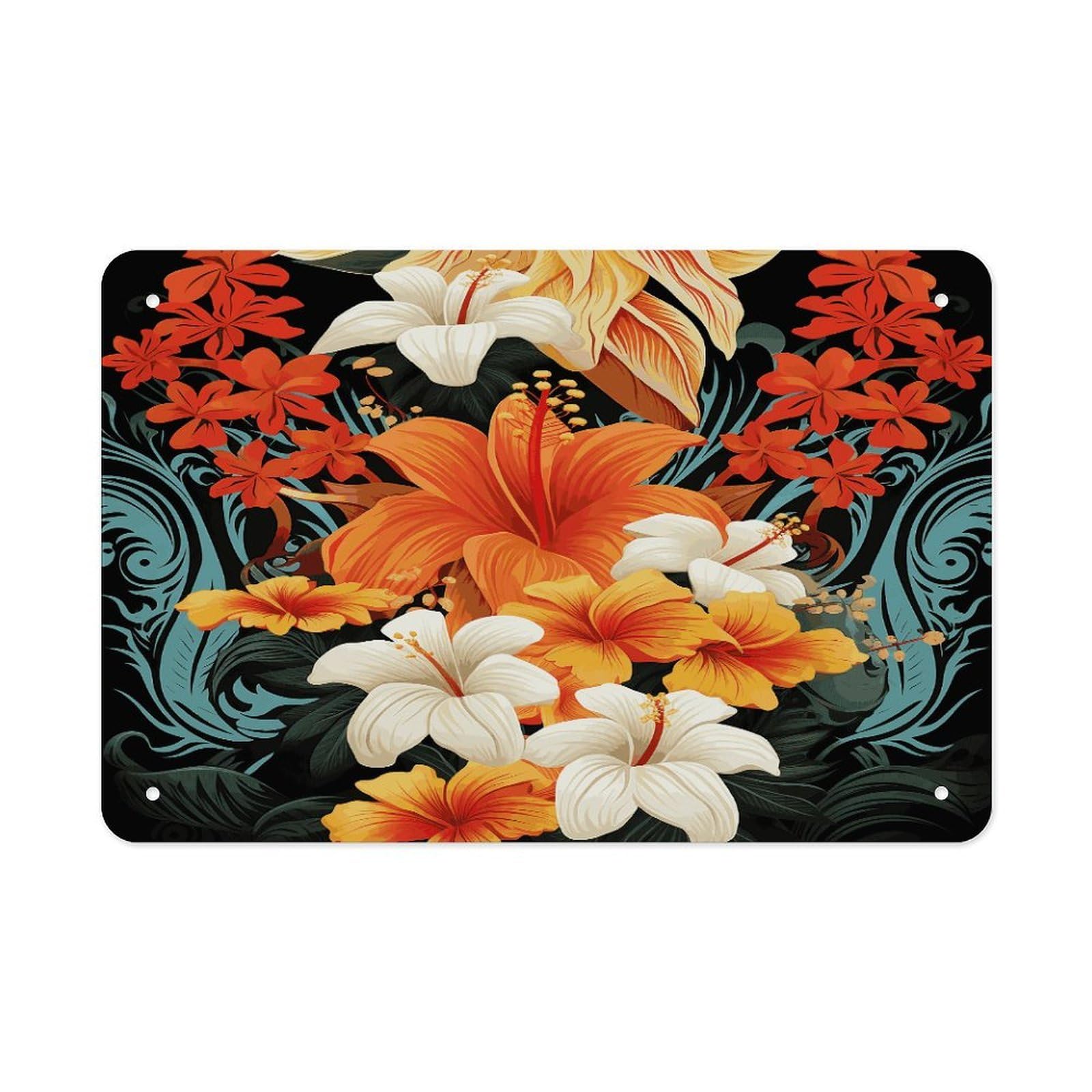 Fodpand Style Flowers And Hawaiian Wall Art Metal Signs Tin Sign