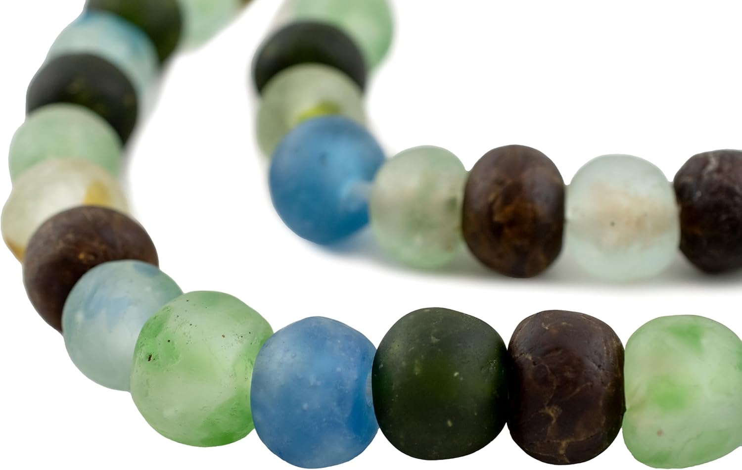 The Bead Chest African Recycled Glass Beads – Handmade in Ghana – Medley 18mm Strand for Jewelry Making, Crafts, and Home Decor I Approximately 38 Beads