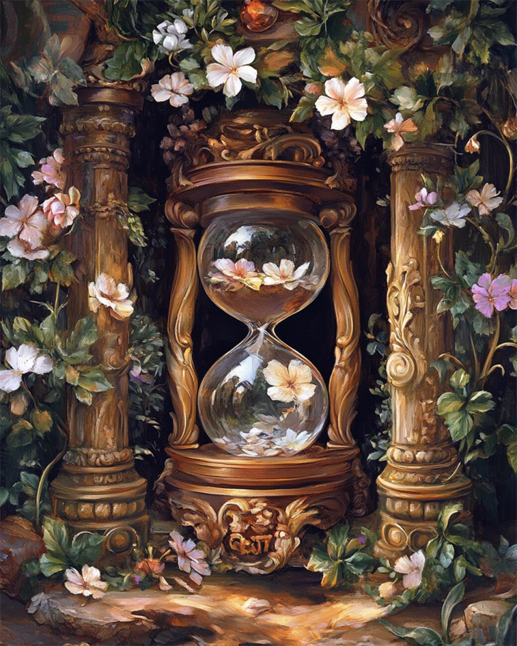 RKFLGEW DIY Bead Embroidery Kit Hourglass Oil Painting 30x40cm