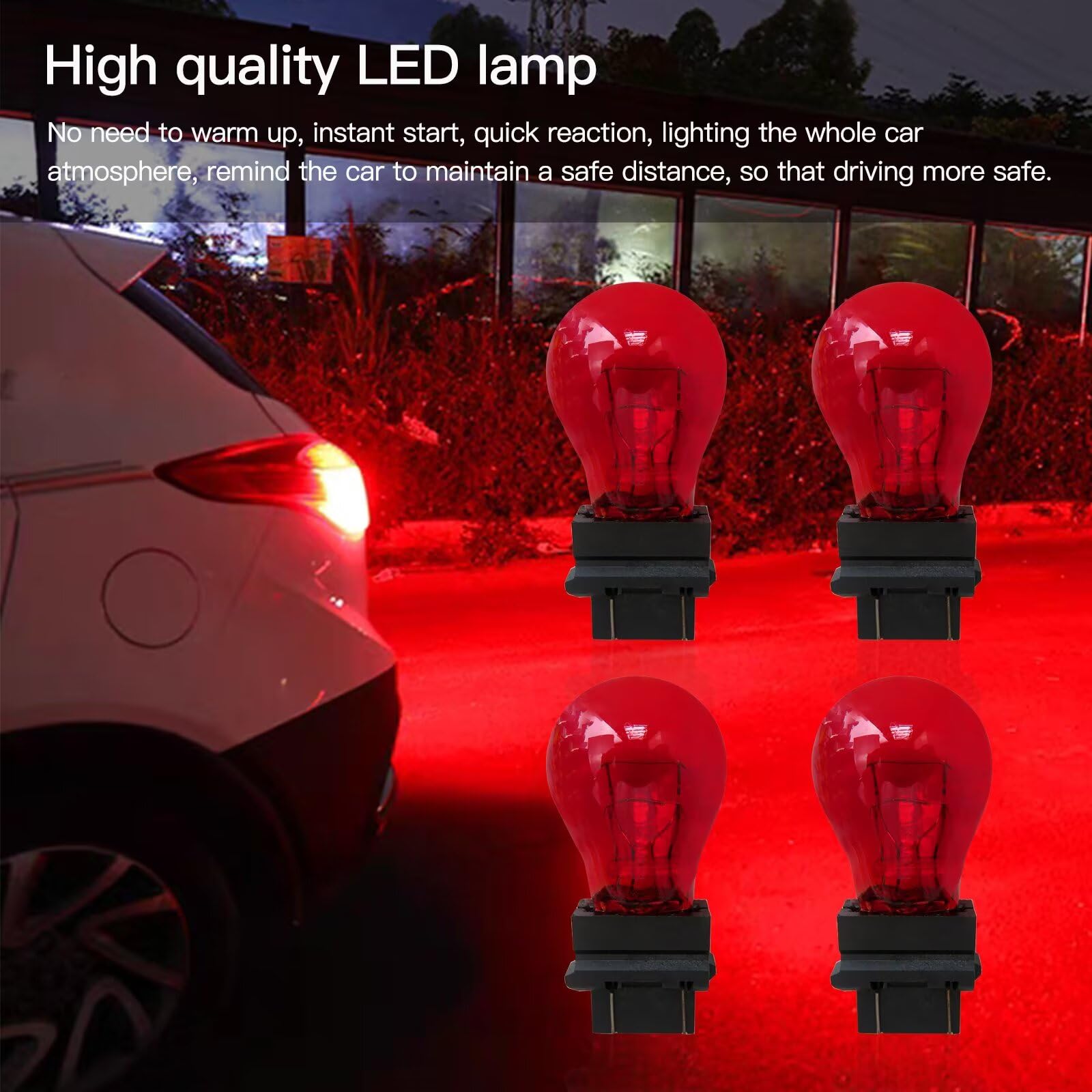 Artmavin 4x 3157 Red Light Bulbs Stop Trunk/Cargo Light Parking Light S8 Miniature Lamp Repl.# 3357LL, 3156, 3056, 3057, 3157, 3356, 3456, 3457, 4157 3157, 3057, 3057A, 3057LL, 3155, 3155LL LED