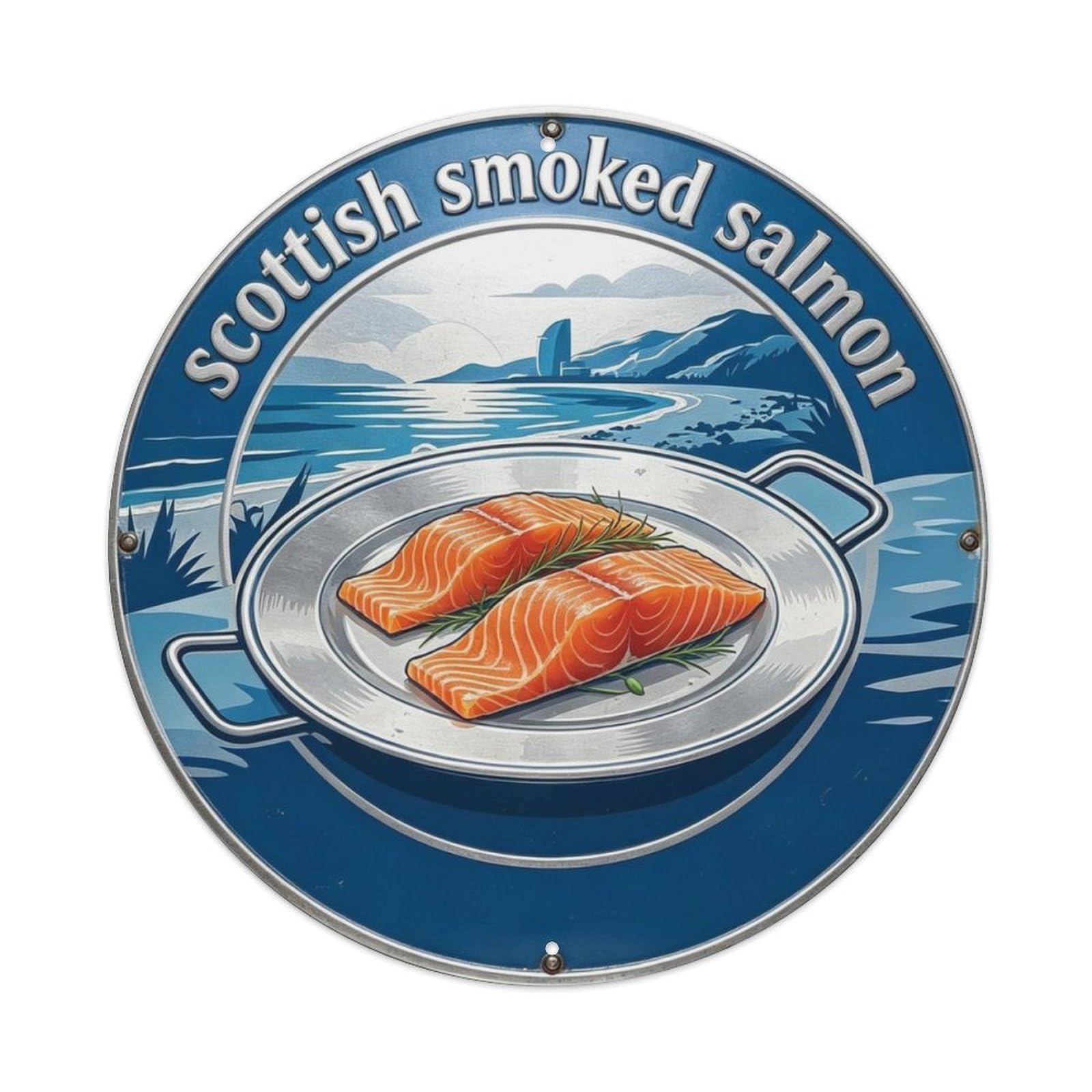 Scottish Smoked Salmon Metal Tin Sign Plaque