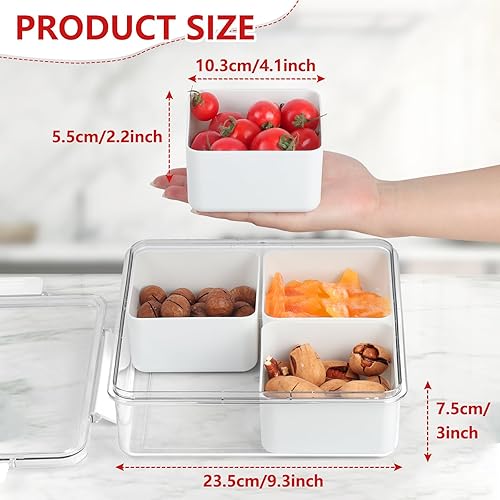 Miniatura 2 de Bandeja cuadrada de plástico dividida para servir, platos blancos para servir alimentos para fiestas, contenedor de almacenamiento de alimentos con