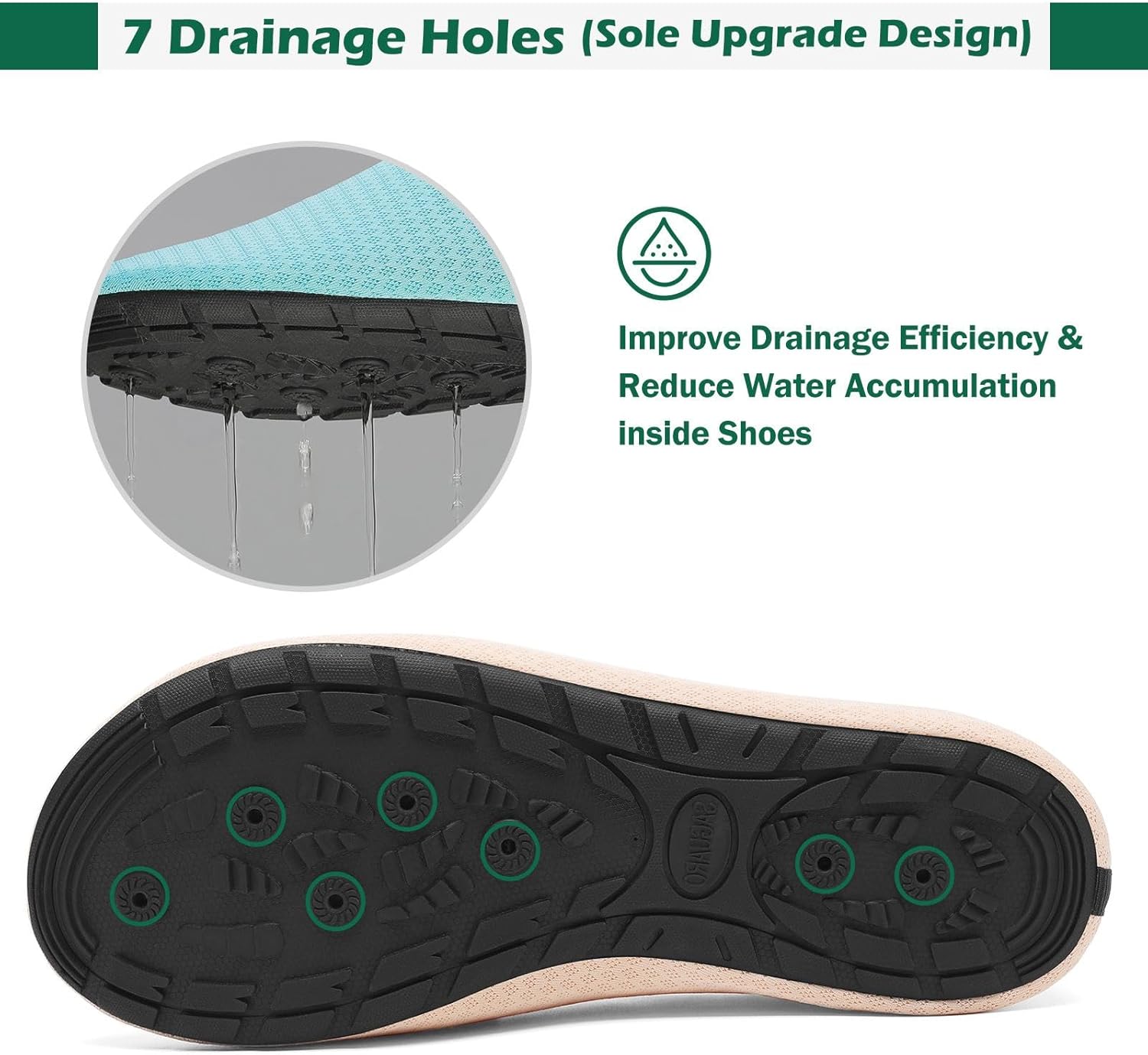 SAGUARO 7 Drainage Holes Quick-Drying Non-Slip Bathing Shoes for Men Women Size 36-47 - Image 2