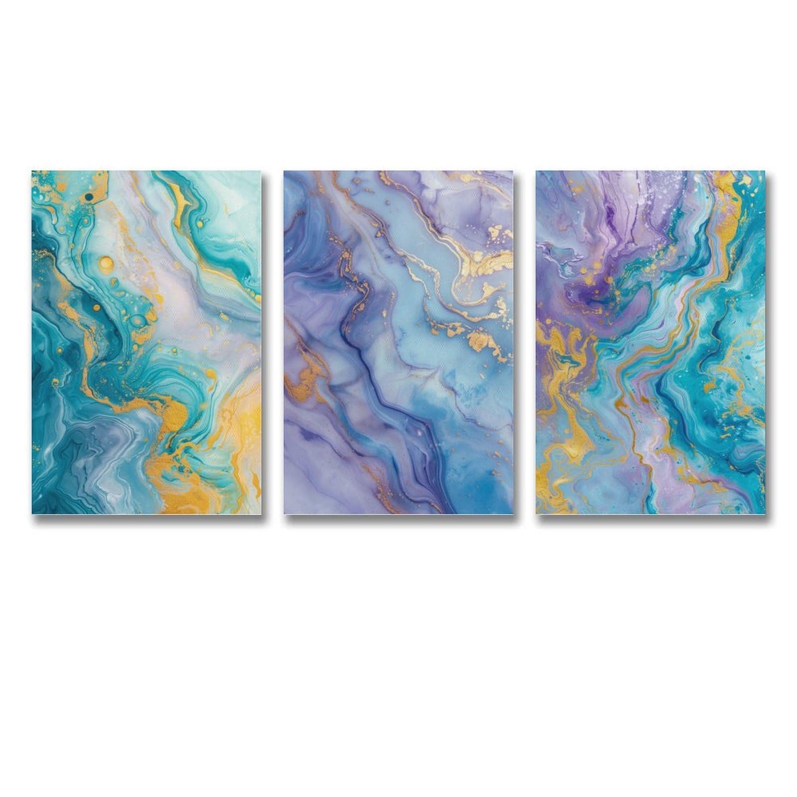 Amazon.co.jp: 3枚 色がにじみ、ゴールドが流れる 絵画 インテリア
