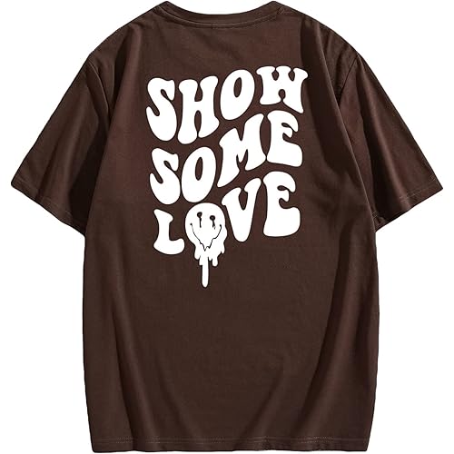 COZYEASE Men's Graphic Tees Letter Print Short Sleeve T Shirts Casual Summer Tops Streetwear Vintage Tees