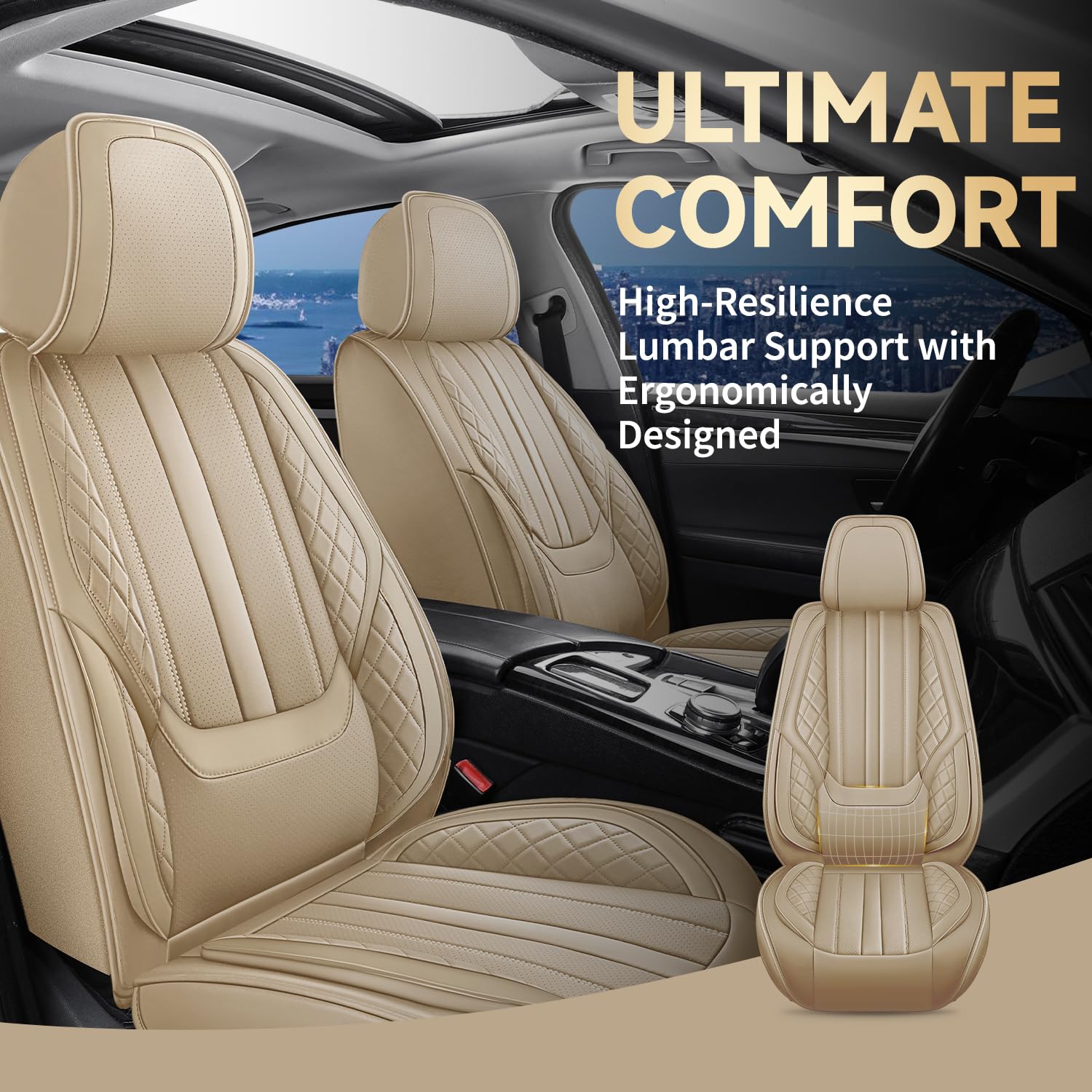 Car Seat Covers for Nissan Altima 2005-2024 2025 Anti-Slip Waterproof Nappa Leather Seat Covers Full Set Breathable Comfortable — view 2
