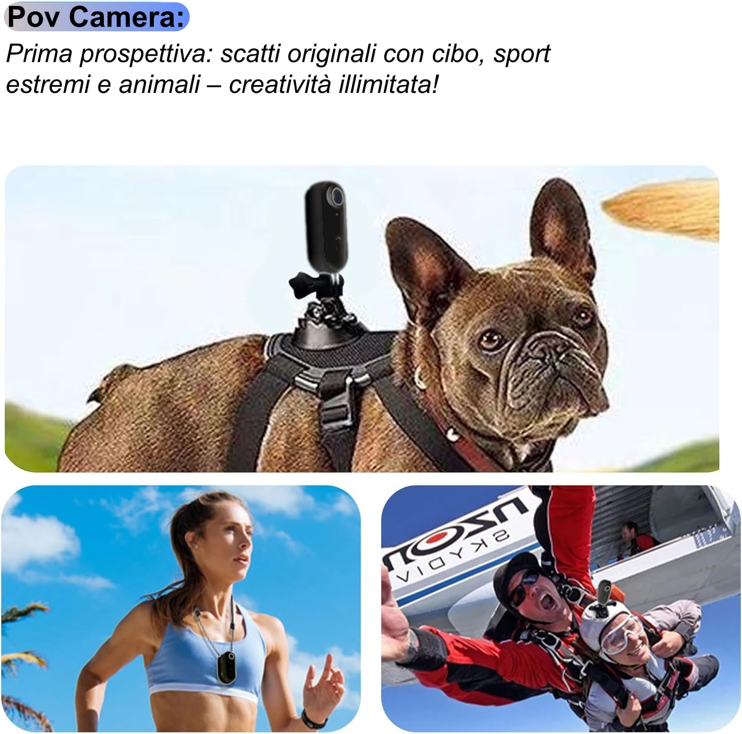 TKMARS Mini Action Cam WiFi 1080P Full HD, Action Cam Moto Impermeabile 30M con Supporto Magnetico, 120° Grandangolo, App Controllo, per Moto/Bici/Subacqueo/Sport Estremi (Nero)