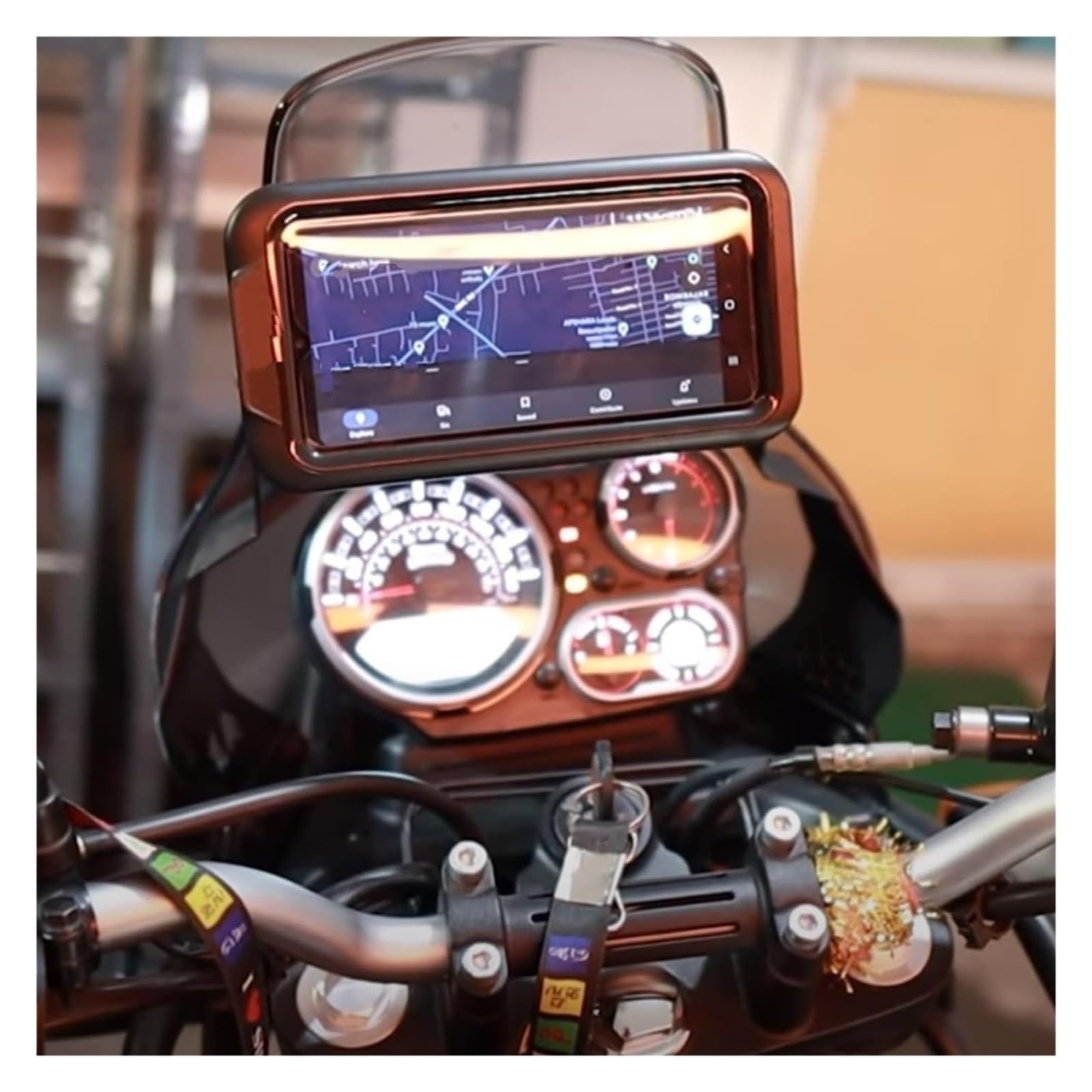 pour Moto Support Navigation GPS pour Royal pour Enfield pour Himalayan pour BS6 2021 2022 2023 Moto GPS pour Smartphone Navigation Support Adaptateur(Black 22mm)