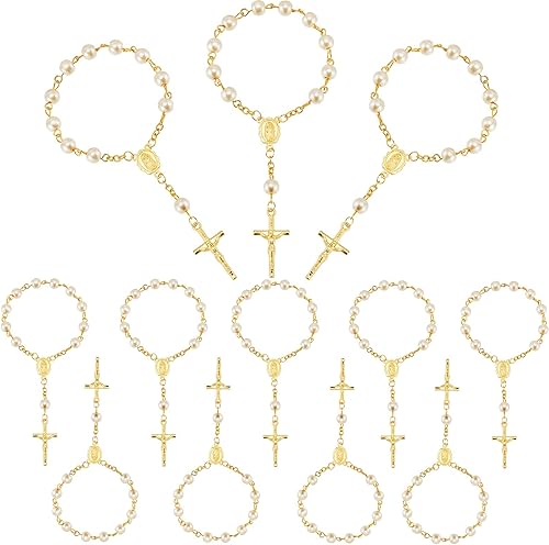 Hicarer 12 piezas de rosario de bautismo, mini rosario, centros de mesa para fiesta en la mesa, bautizo, recuerdos de comunión, recuerdos de boda,