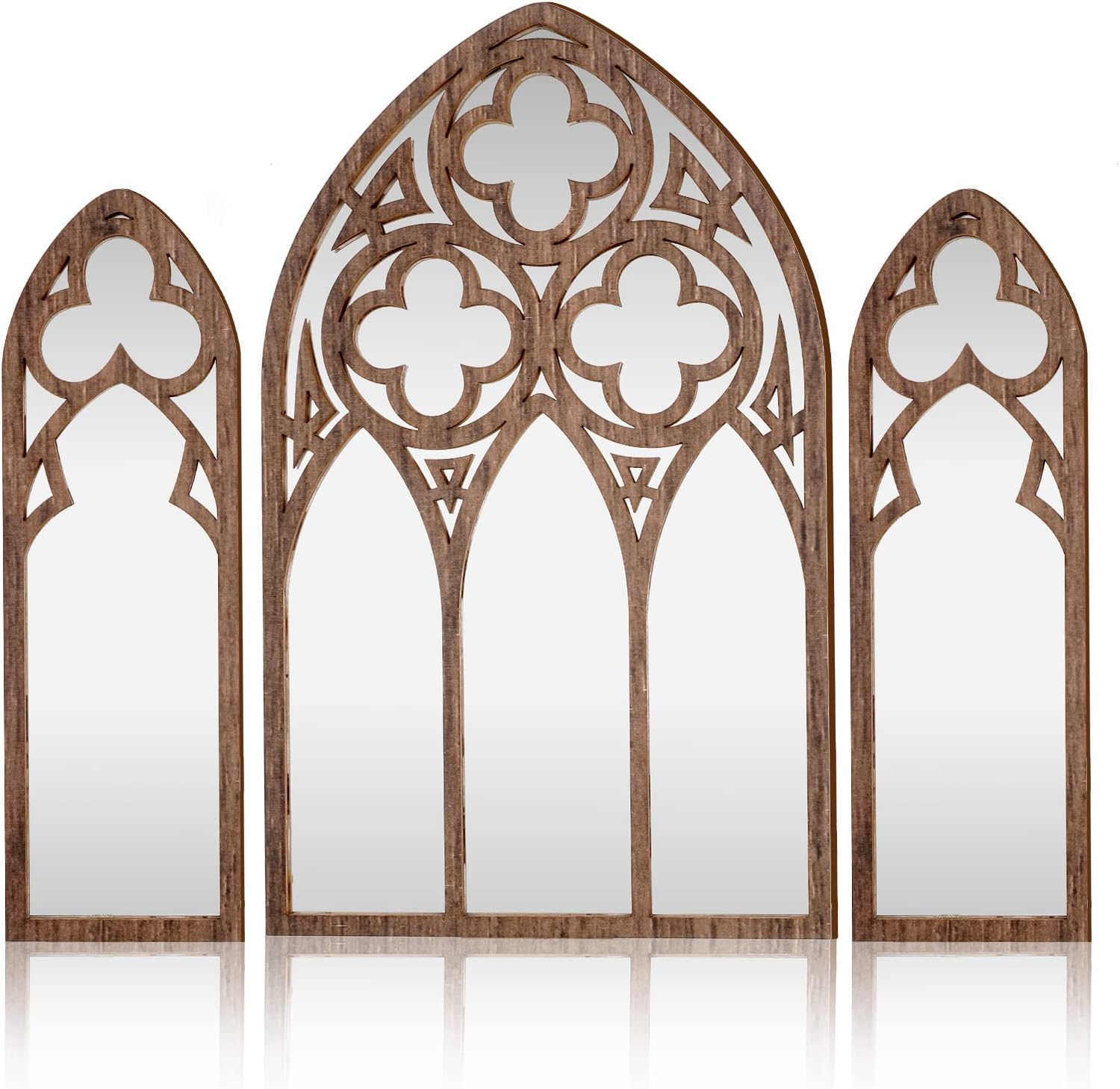 BOUMUSOE 3 Pack Gothic Mirrors Wall Decor, Cathedral Arch Frame Tiny