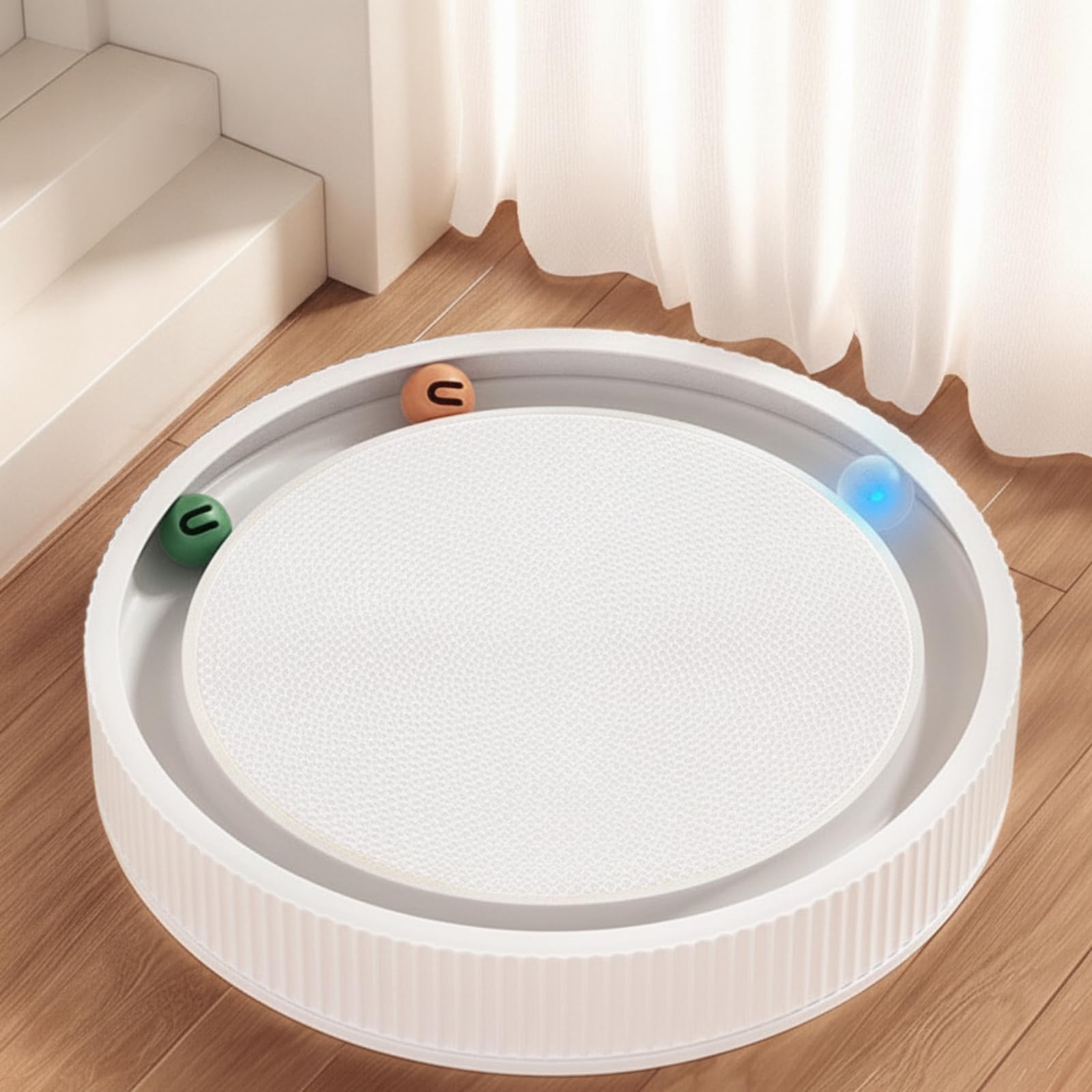 Jouet pour Chat avec Balles Mobiles, Blanc Perlé