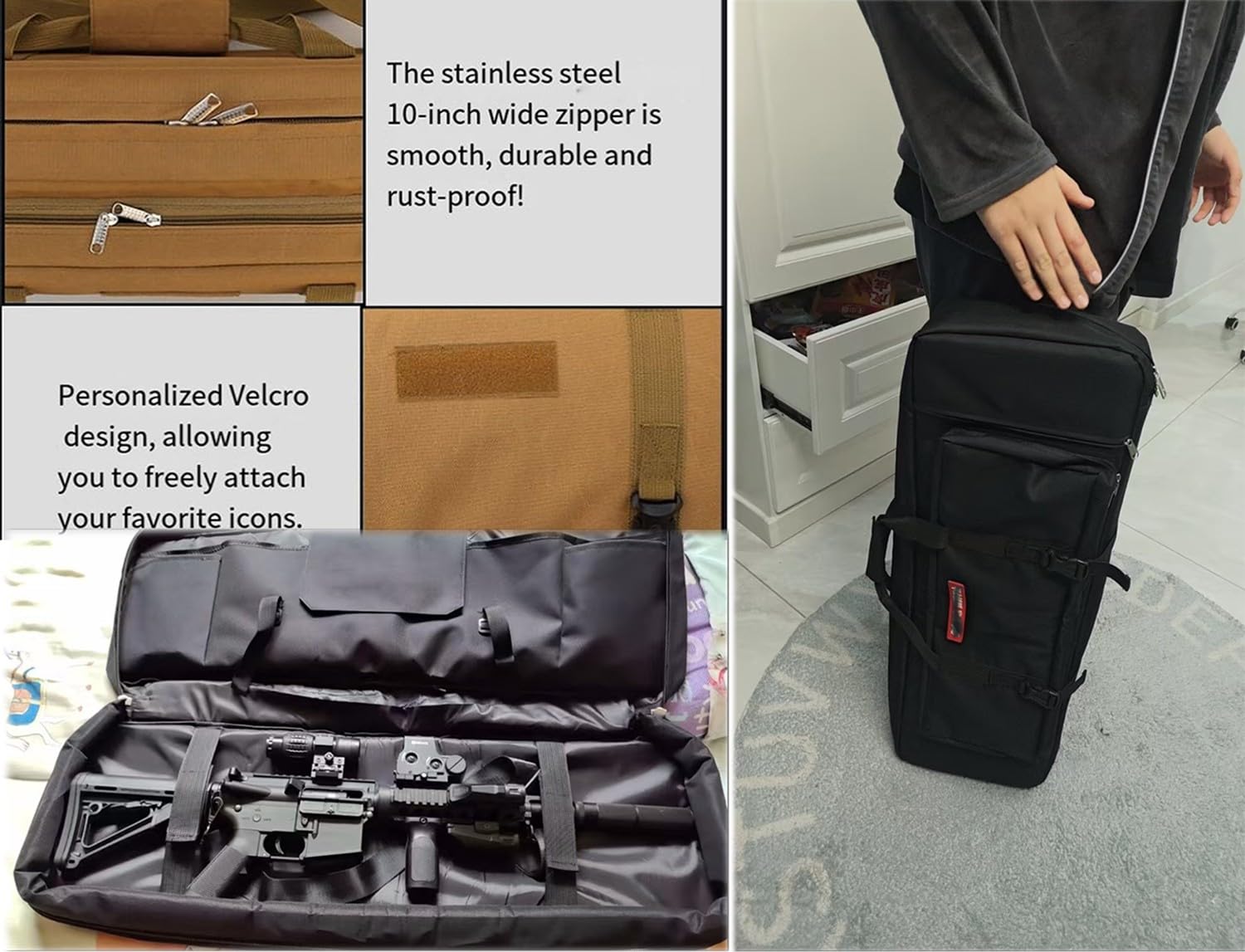 Fucile Borsa Tattica, Borsa Per Fucile Doppia Custodia Morbida Fodero Porta Fucili Imbottito, Zaino Fucile Caccia, Canna Da Pesca Borsa, Borsa Tattica Militare Per Fucile, Softair C,110cm
