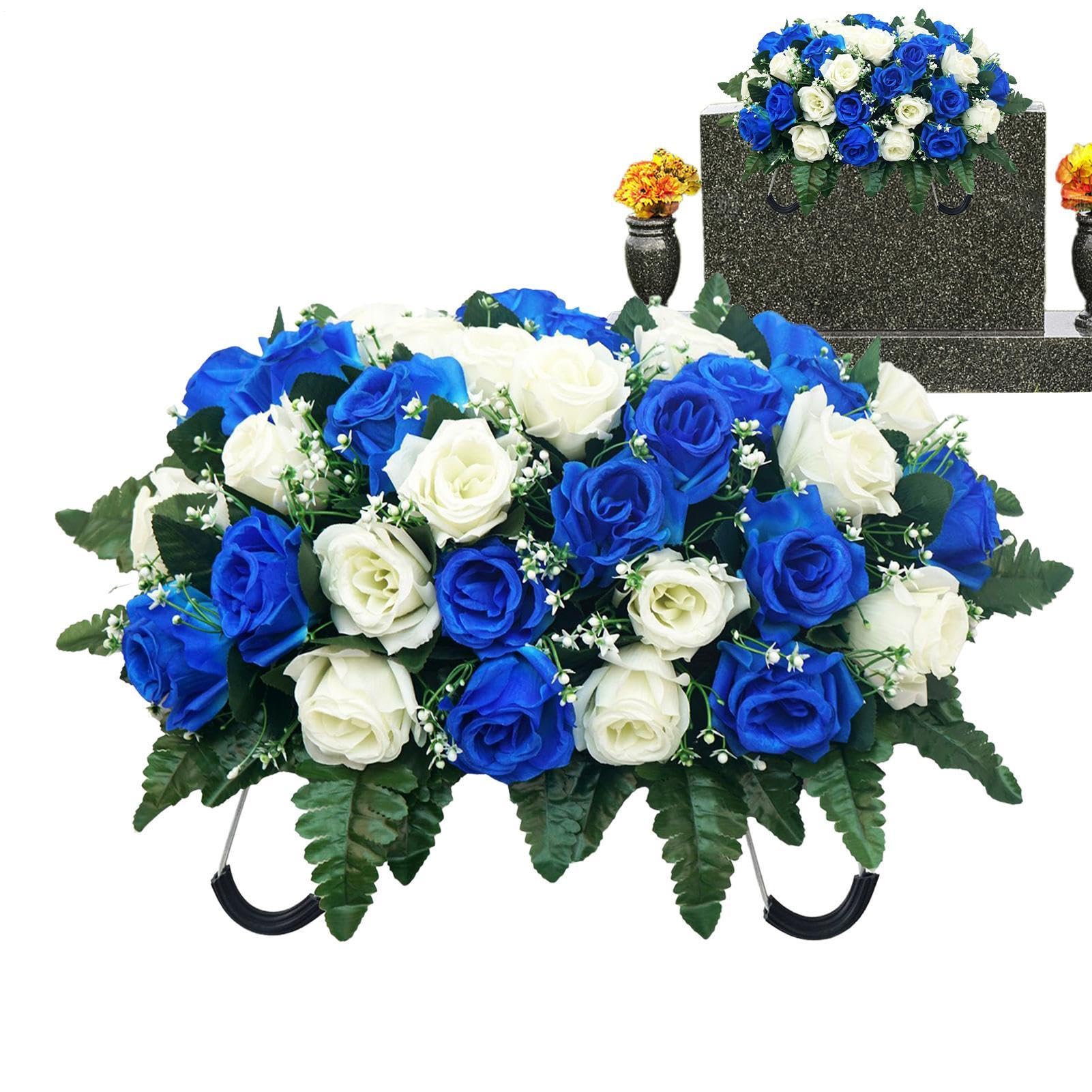 Fleurs d'pour tombe artificielles | Rose en soie extérieure décor de cimetière