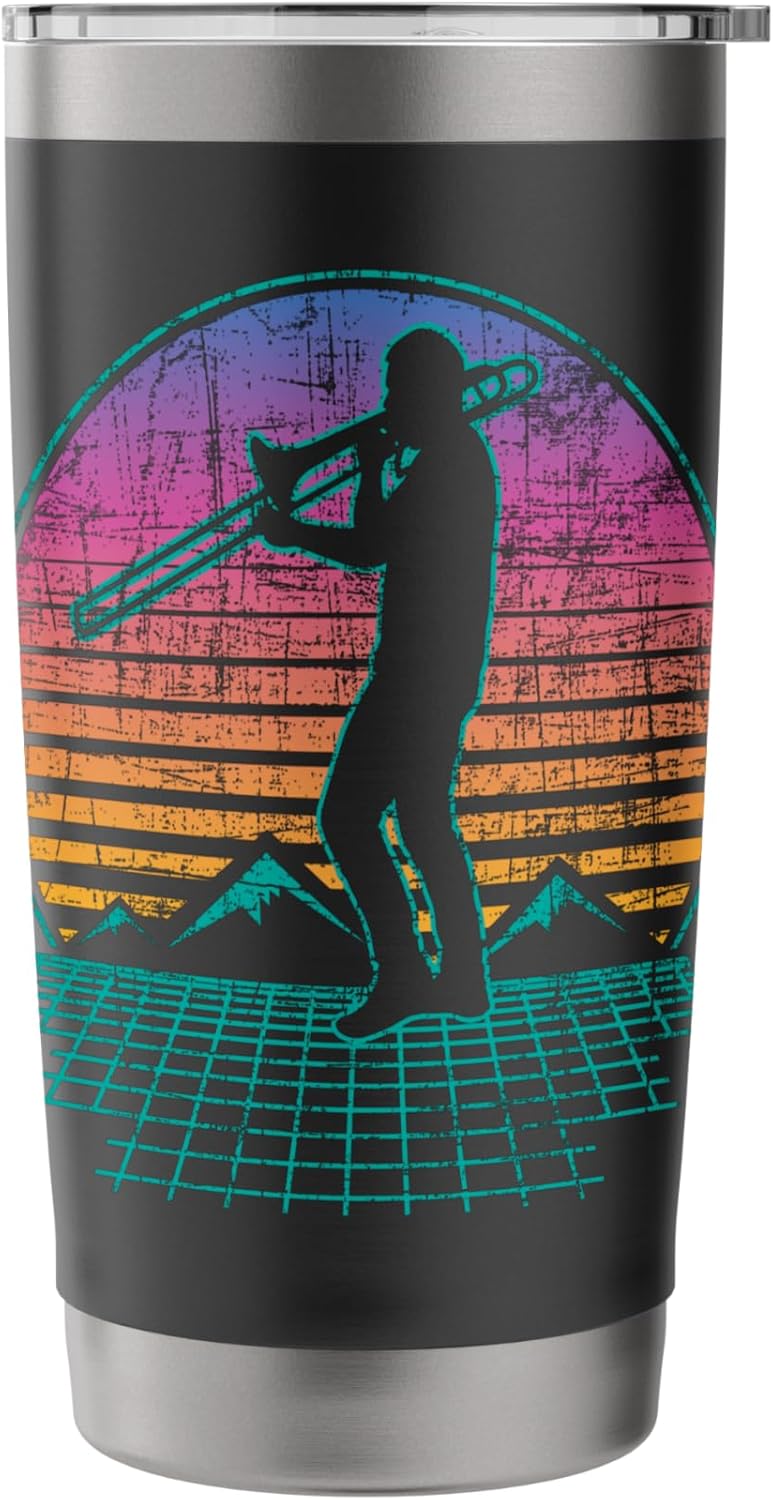Retro Vintage Trombone Player - Trombonist Jazz Music Lover Stainless Steel Insulated Tumbler