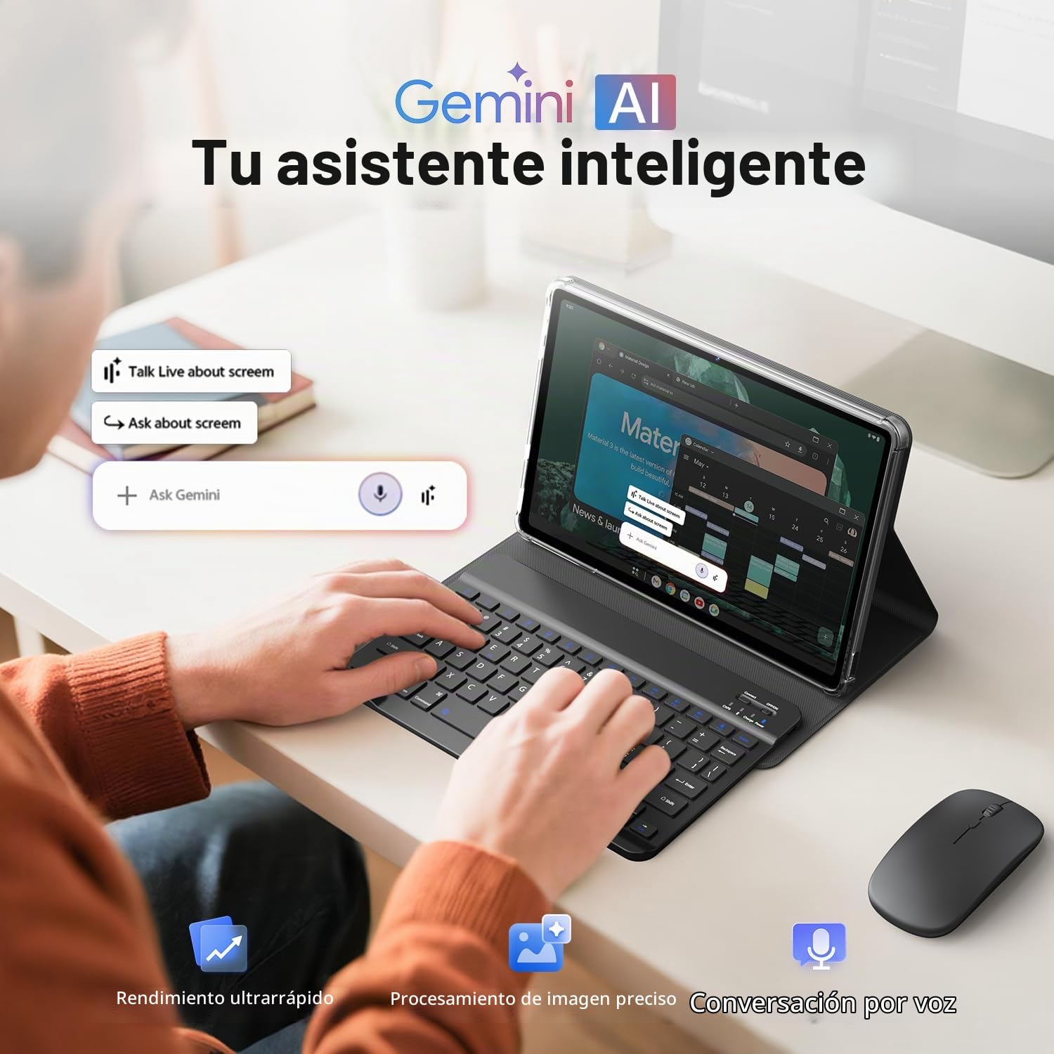 Tablet 11 Pulgadas Android 16 con Teclado, Lápiz, Ratón y Funda - 20 GB RAM + 128 GB ROM - T7250 Octa-Core - Pantalla HD 1280 x 800 - 8800 mAh - Widevine L1 - Cámara 13MP+8MP - WiFi 2,4G/5G - GPS