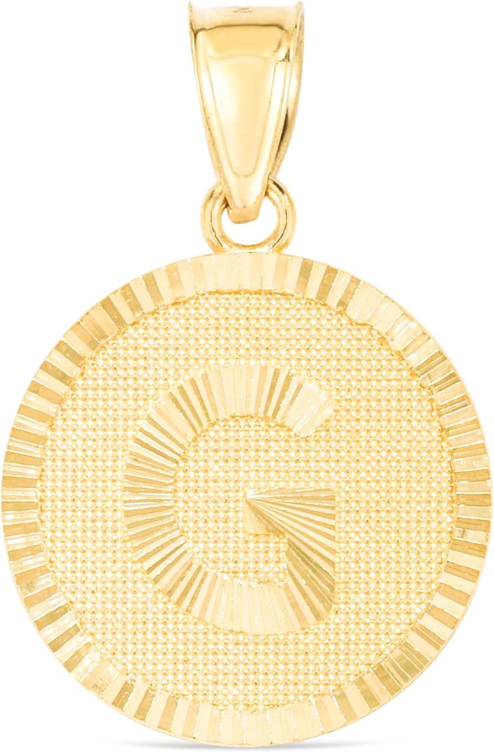 Floreo 10k Yellow Gold 0.63" Personalized Medallion Alphabet Letter A - Z Initial Charm Pendant with optional Extendable Chain Necklace