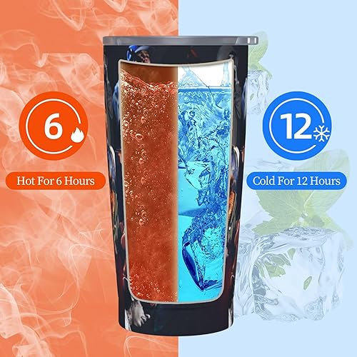 Miniatura 5 de KAKIFE Natanael Rapper Cano - Taza de acero inoxidable con tapa y pajita, botella de agua reutilizable, taza de viaje al vacío, taza de doble pared