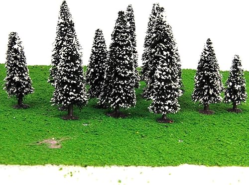 Miniatura 2 de Milageto En caja 15 árboles de cedro W/modelo de nieve tren ferrocarril invierno paisaje escala