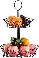 Vista 1 de Loveland Black 2 Tier Countertop Fruit Bread Basket, 2 Tier Display Basket, Fruit Bowl, Vegetable Holder, Kitchen Storage