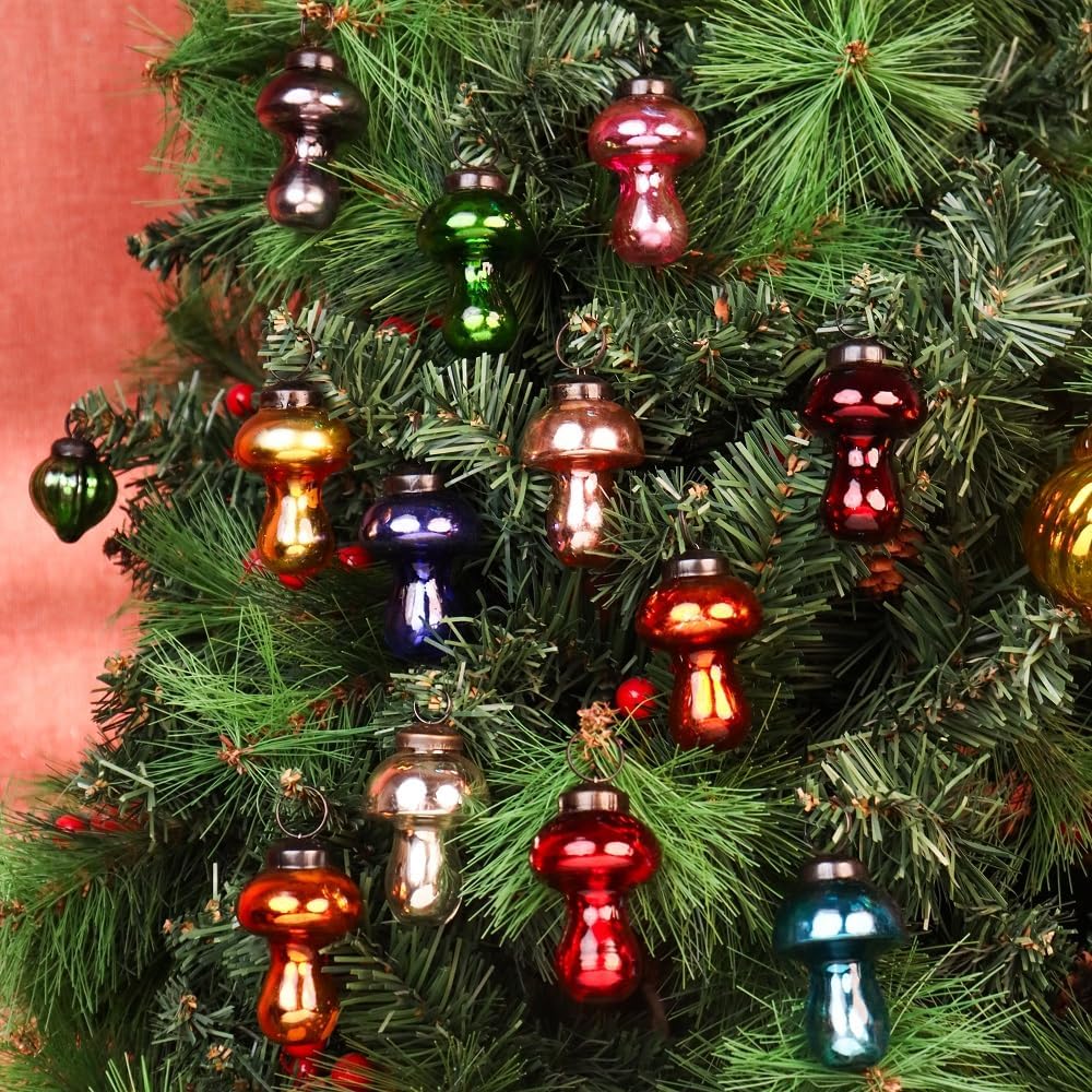 IndianShelf 12 Vintage Mercury Large Christmas Ornaments Golden Unique Glass Christmas Balls for Christmas Tree, Halloween, New Year, Valentine Day, Holidays, Event & Wedding Party Decor-2 Inch