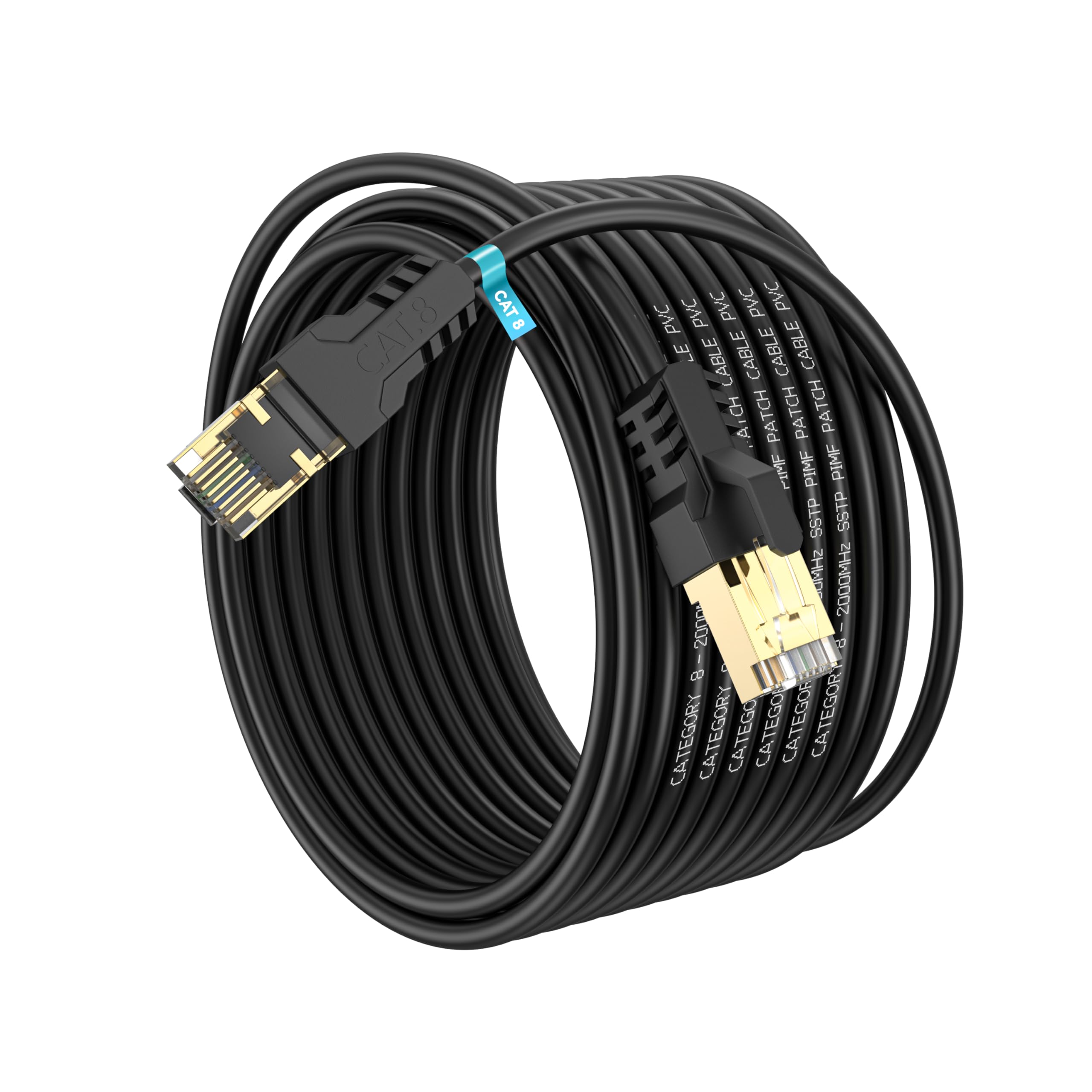 YSONG Cat 8 Lan Kabel Netzwerkkabel 20m, Hochgeschwindigkeits Ethernet Kabel 40 Gbit/s, 2000 MHz, 26 AWG, Vergoldetes RJ45-Kabel, für PC/Router/Modem, Schneller als Cat7/Cat6/Cat5