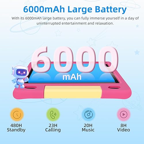 Miniatura 2 de NRKDUBQ Tableta para niños, pantalla táctil IPS HD de 10.1 pulgadas Android 14, 64 GB de almacenamiento, 8GB (4+4 Virtual) RAM, Tableta Octa Core