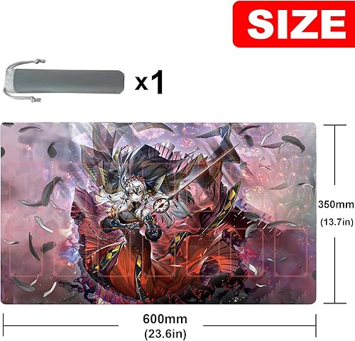 Miniatura 2 de Alfombrilla de goma para tarjetas, alfombrilla de competición de juegos, cubierta de carpeta de tarjetas, 23.6 x 13.7 pulgadas (rojo Cartesia 2)