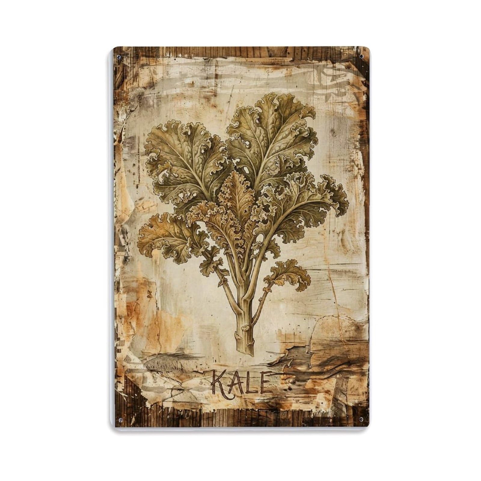 Fqnyr Style Kale Leafy Vegetable Metal Tin Sign Plaque Wall Decor For Cafe, Club Bar, Office, Home Garden Metal Poster 8X12inch