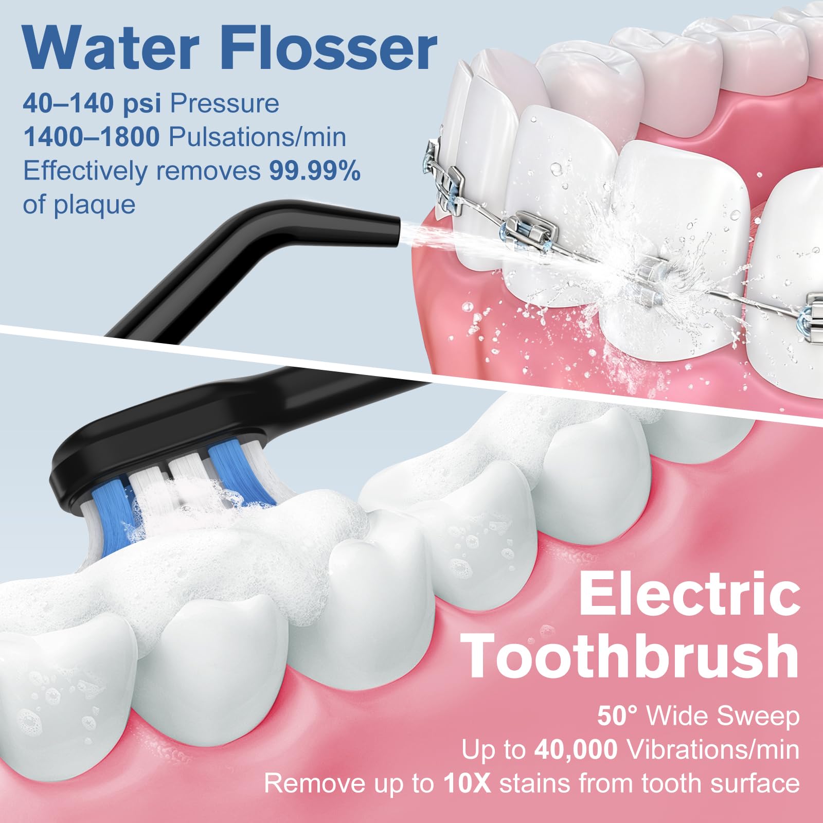 Acqua filo interdentale elettrico spazzolino da denti 2 in 1 kit di igiene orale