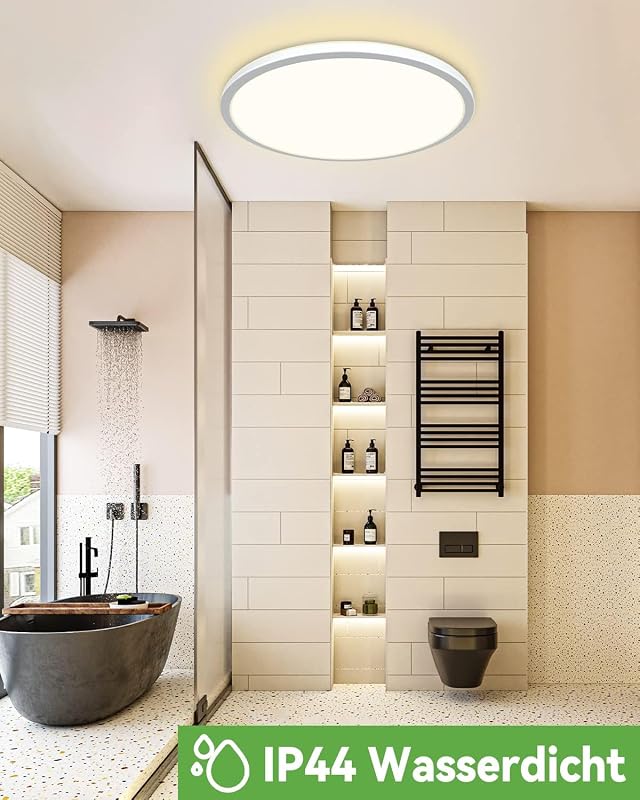 zemty Kerek LED Mennyezeti Lámpa - 24W, 4000K, 1800LM, IP44 Vízálló, Modern Panel Világítás Fürdőszobába, Konyhába, Folyosóra, Fehér