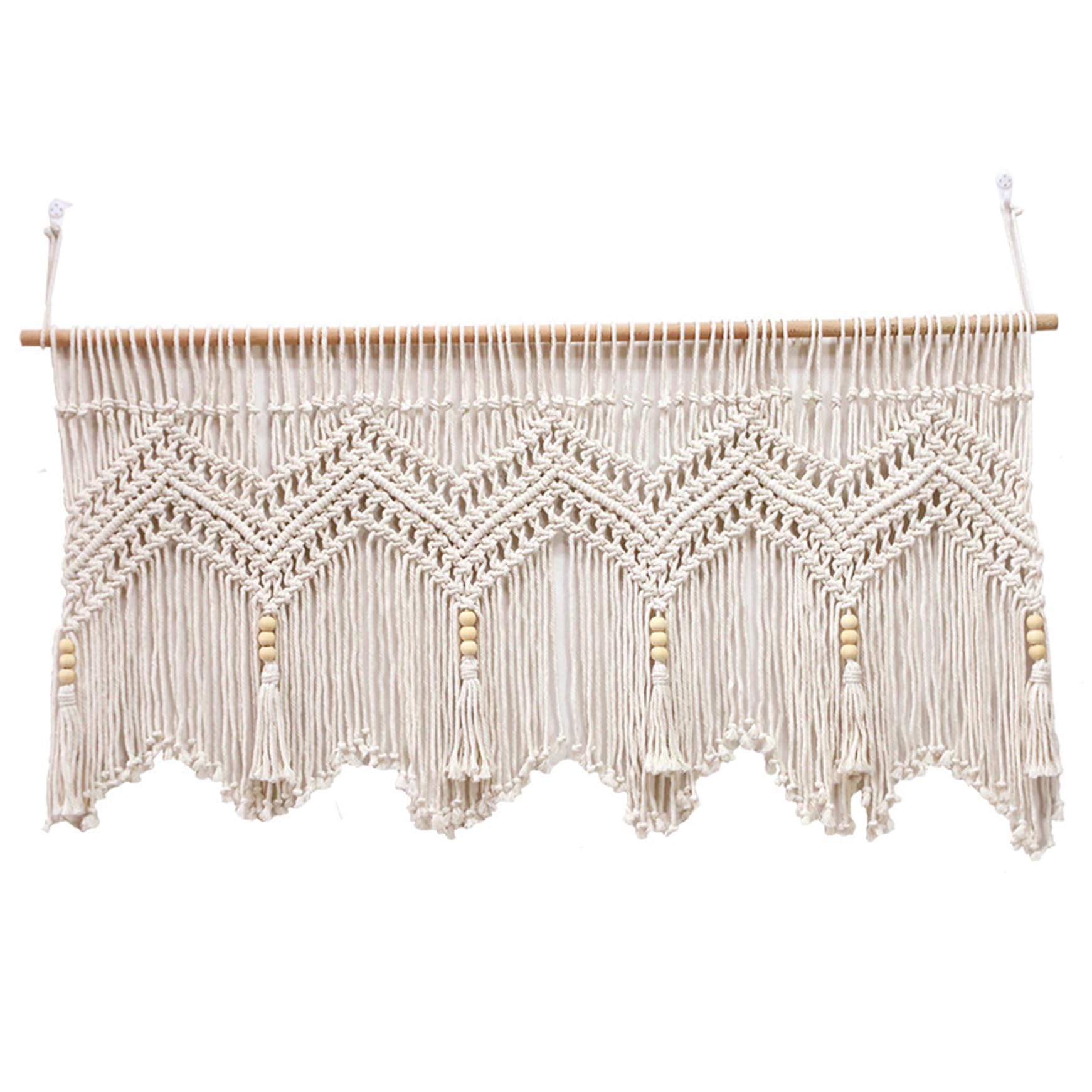 Cortinas de Macrame para Ventanas, Cenefa de Macrame de algodón de 52x21 Pulgadas, Colgante de Paredes, Cenefa Boho Corta para el baño de la Cocina.