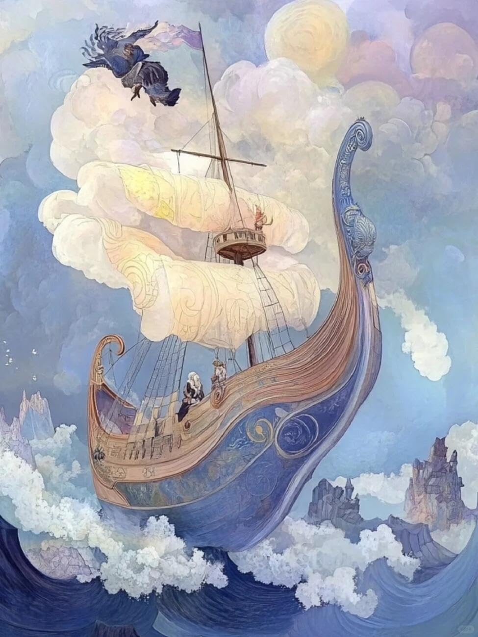 Rqwybcaxn Bead Embroidery Kits Abstract Sailboat 40x50cm