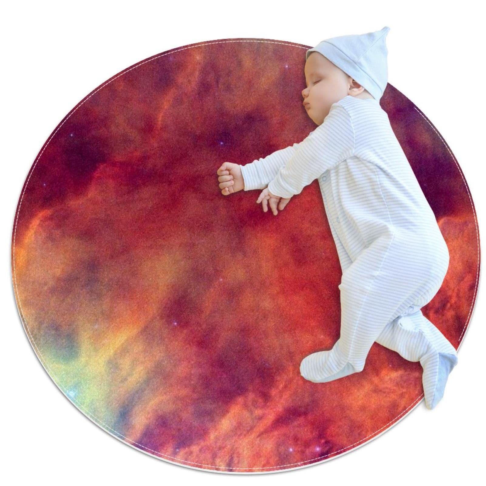 Tapis galaxie espace pour chambre de bebe et salon moderne rond de 100 cm JDEZ