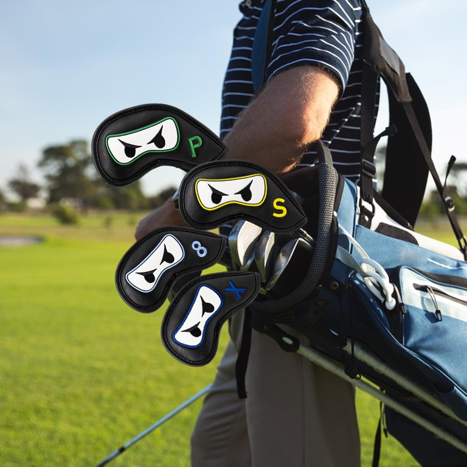 Juego de 10 gorros de golf de piel sintética bordada con cierre magnético, para la mayoría de los palos de golf