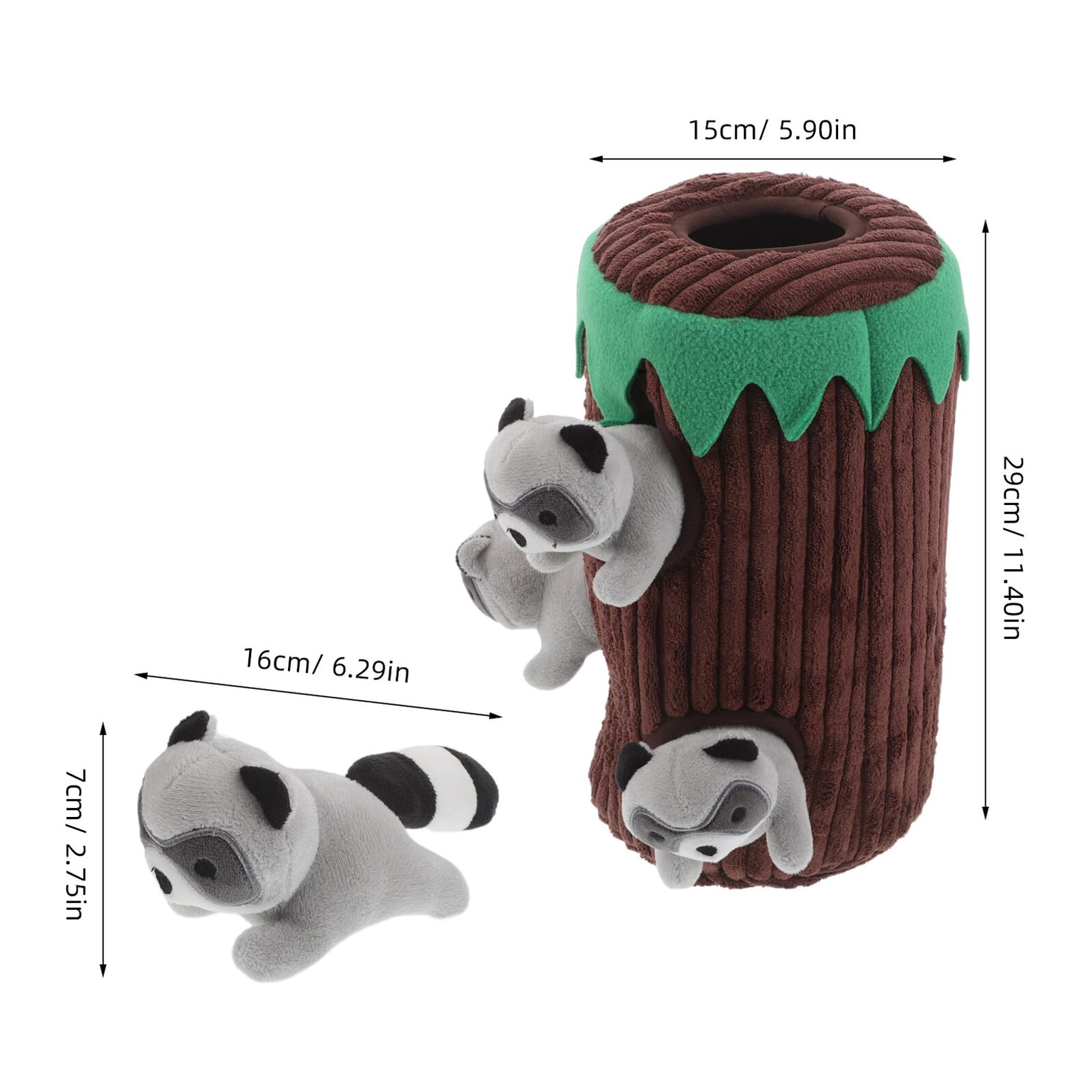 Abaodam Juguete Interactivo Chirriante para Perros con Forma de Mapache de Peluche Duradero Resistente Mordidas para Razas Pequeñas Medianas y Grandes Estimula Social y Exploración Natural